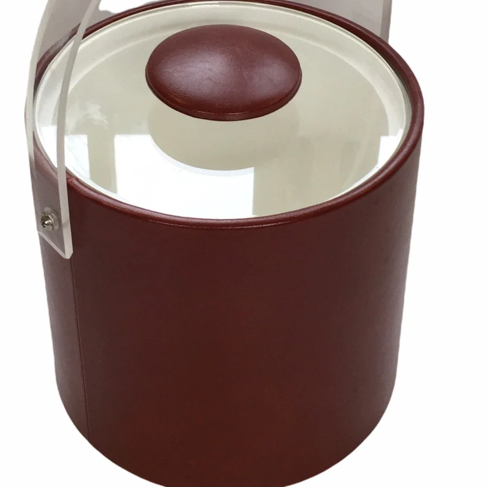 VINTAGE 1970'S GEORGE BRIARD ICE BUCKET with Lucite Handle and Lid Mid- …